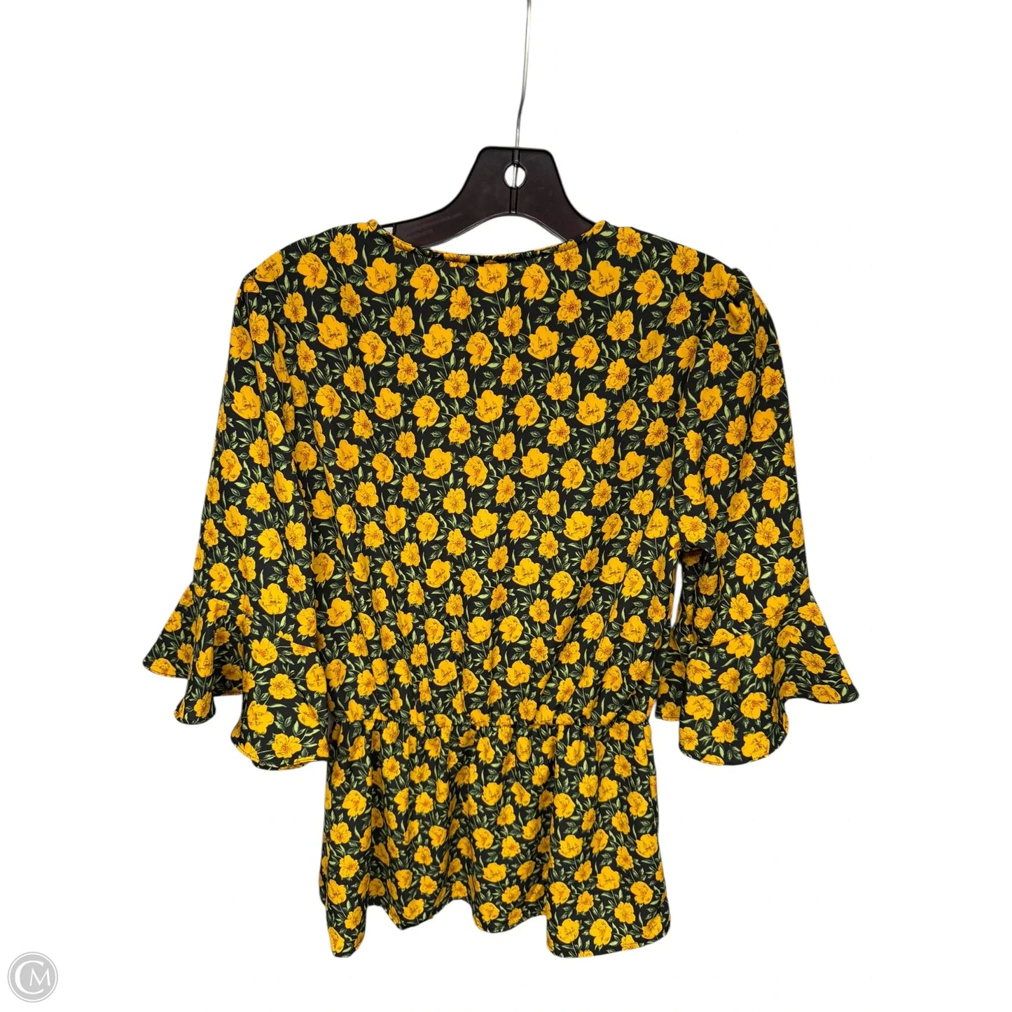Top Short Sleeve By All In Favor In Green & Yellow, Size: S