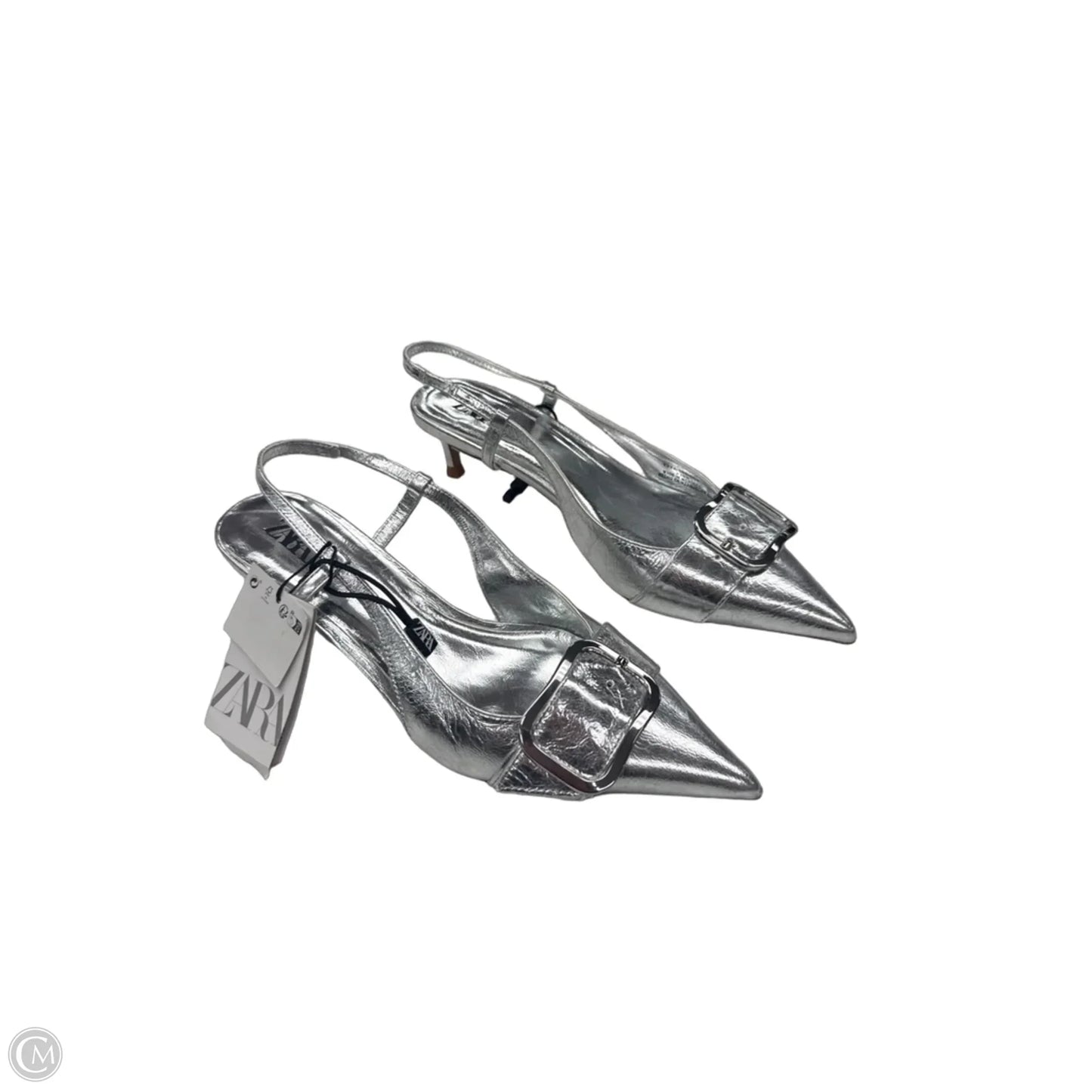 Shoes Heels Kitten By Zara In Silver, Size: 6.5