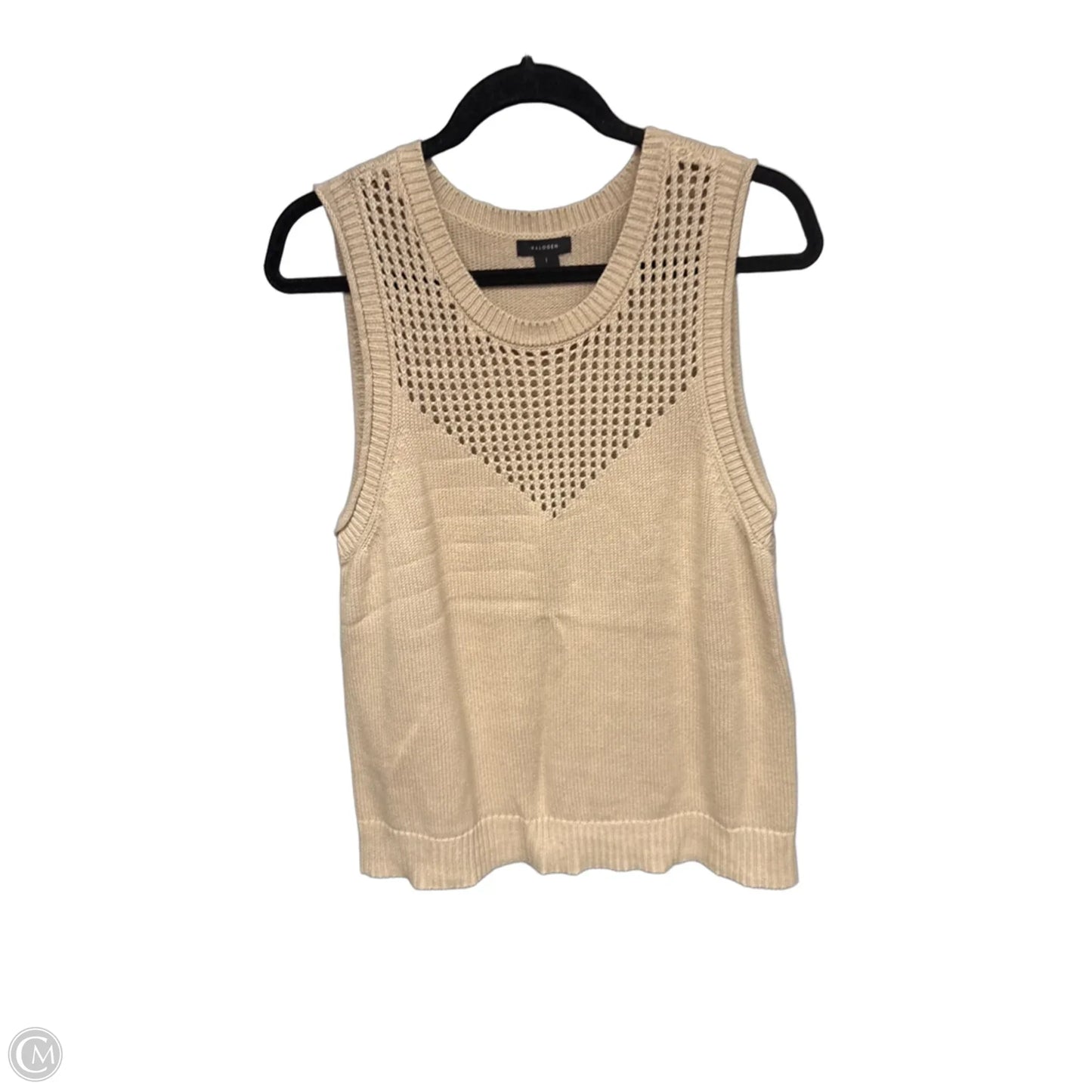 Top Sleeveless By Halogen In Beige, Size: L