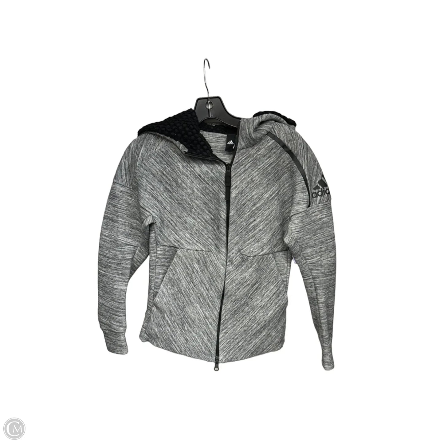 Athletic Jacket By Adidas In Grey, Size: S