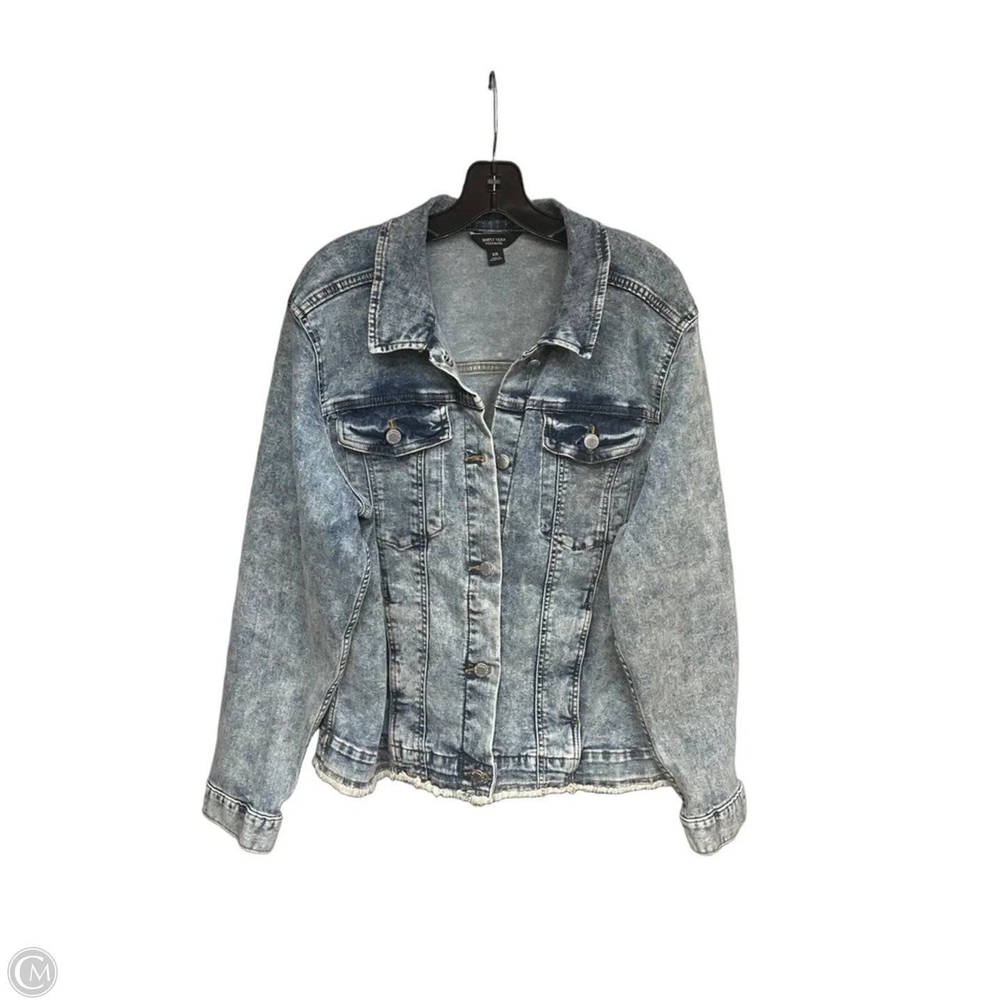 Jacket Denim By Simply Vera In Blue Denim, Size: Xxl