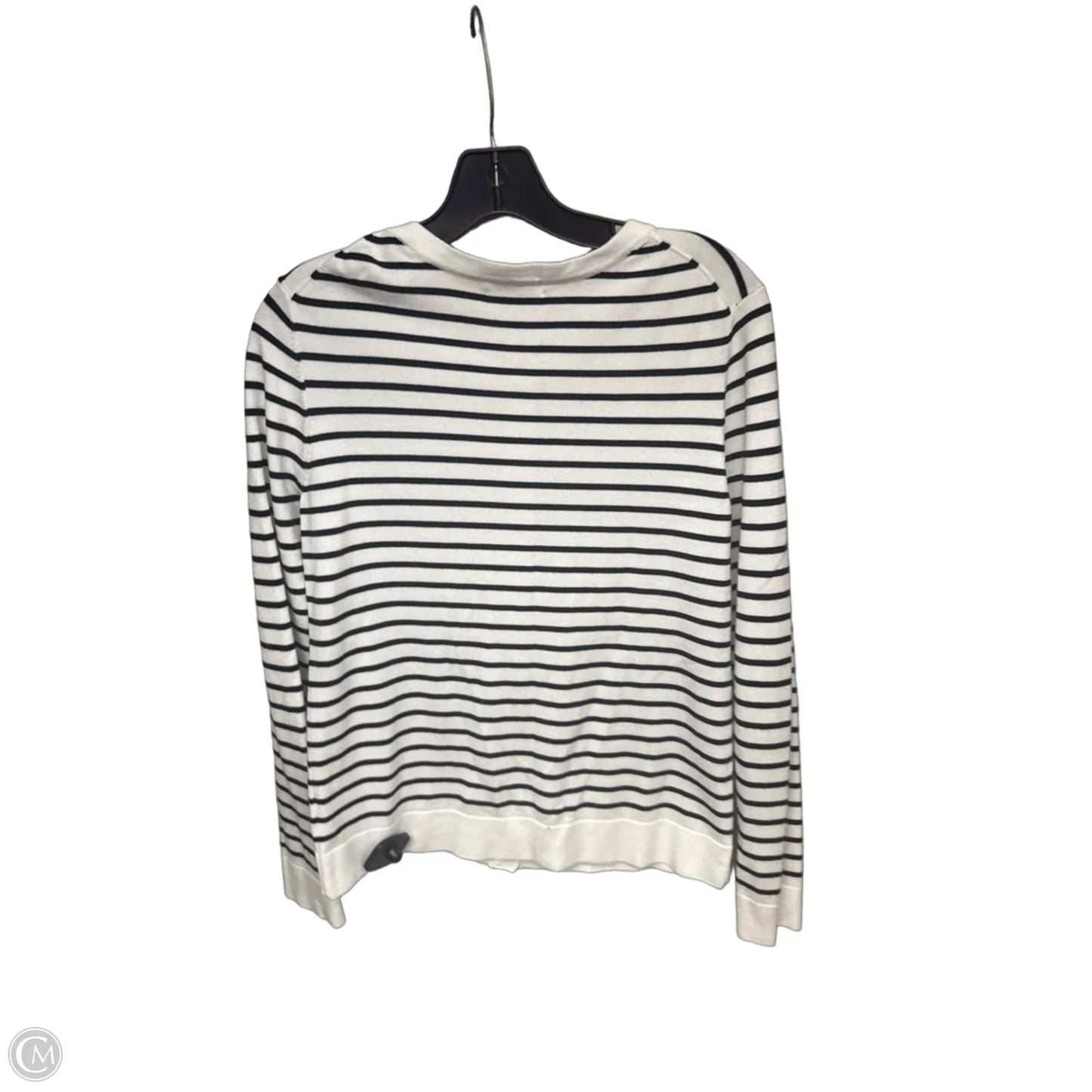 Sweater Cardigan By Charter Club In Striped Pattern, Size: M