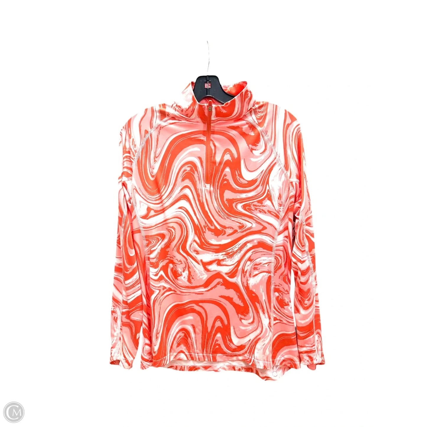 Athletic Top Long Sleeve Collar By Puma In Orange, Size: M