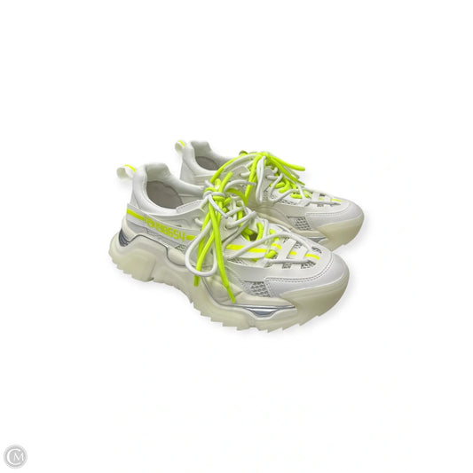 Shoes Sneakers By Steve Madden In White & Yellow, Size: 8.5