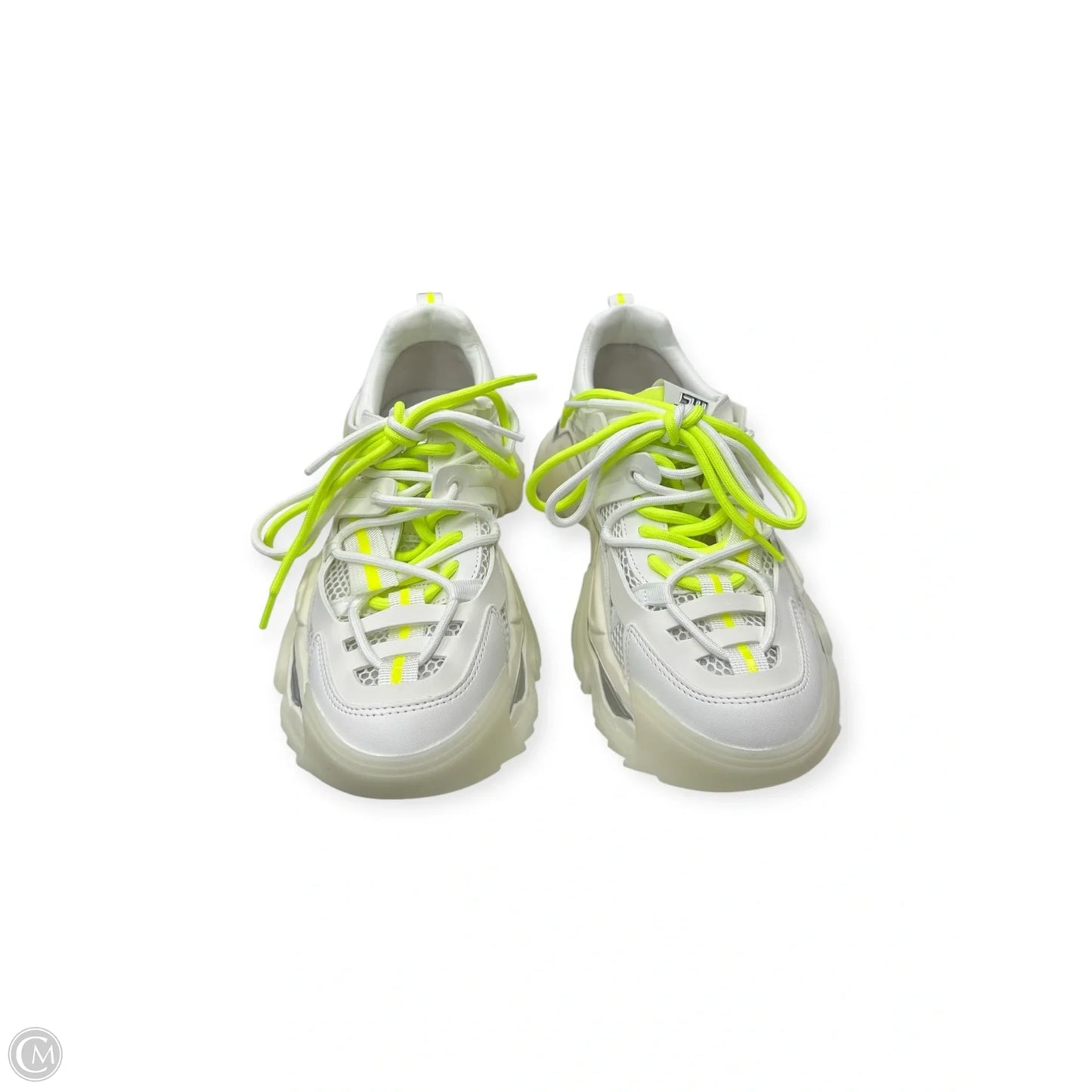Shoes Sneakers By Steve Madden In White & Yellow, Size: 8.5