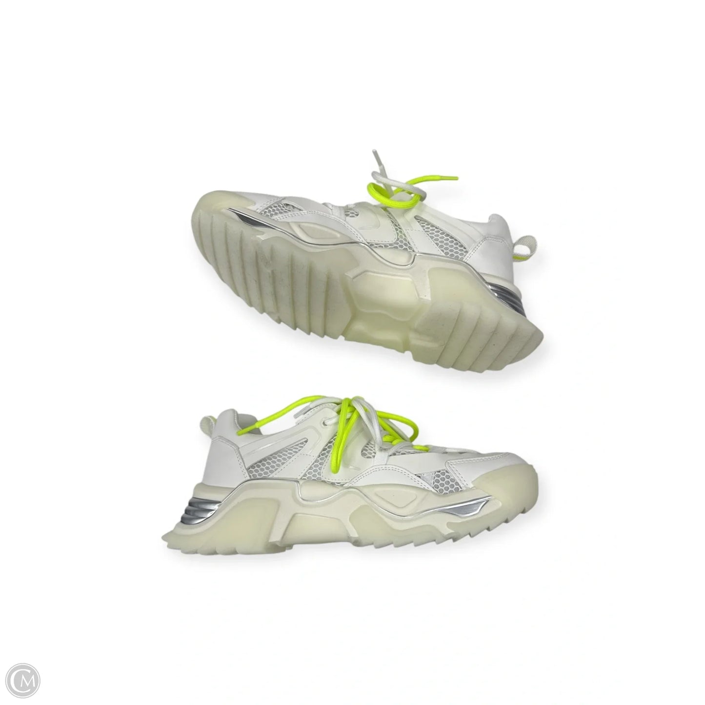 Shoes Sneakers By Steve Madden In White & Yellow, Size: 8.5