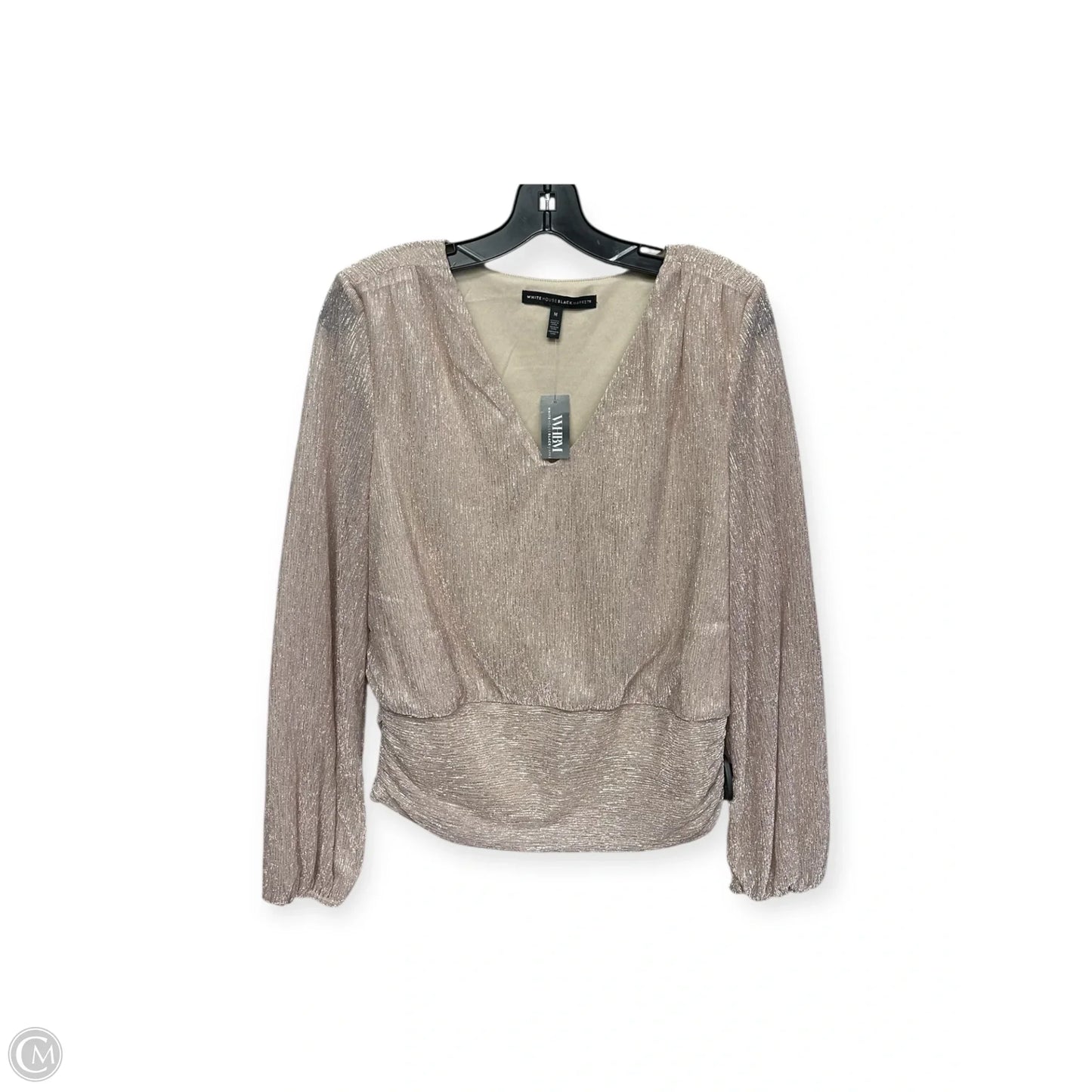 Top Long Sleeve By White House Black Market In Gold, Size: M