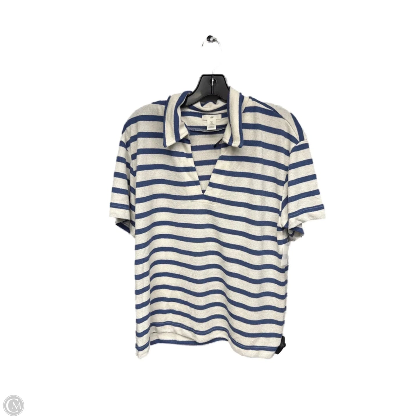Top Short Sleeve By H&m In Blue & White, Size: L