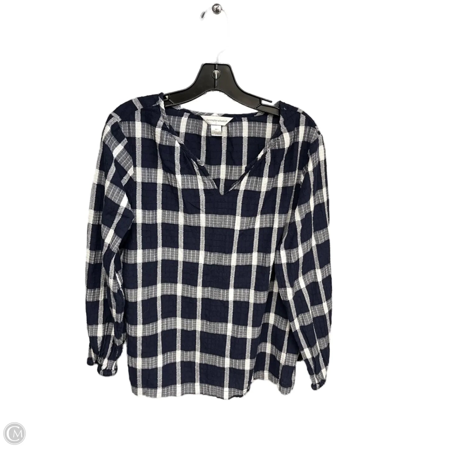 Top Long Sleeve By Christopher And Banks In Blue & White, Size: Xl