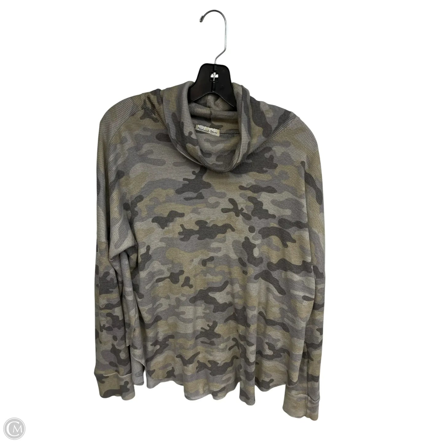 Top Long Sleeve By Michael Stars In Camouflage Print, Size: L