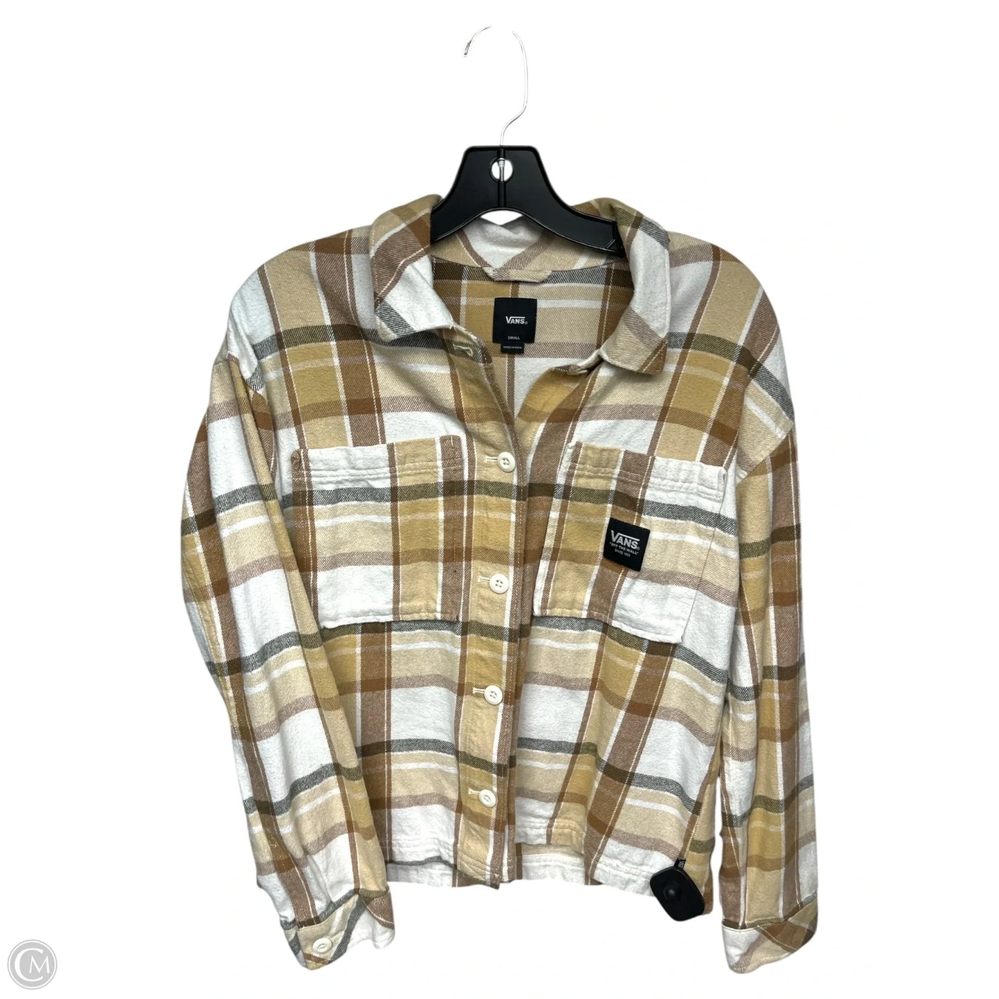 Top Long Sleeve By Vans In Plaid Pattern, Size: S