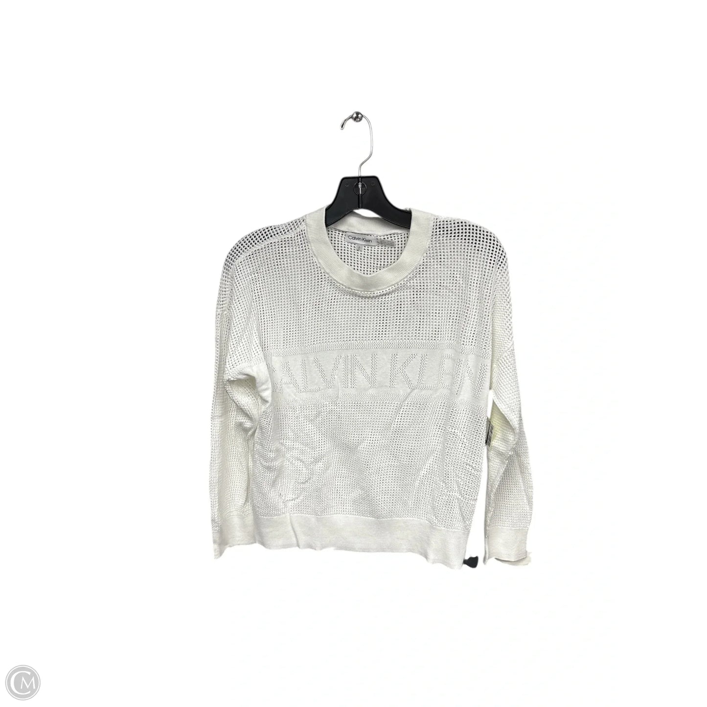 Top Long Sleeve By Calvin Klein In Ivory, Size: L
