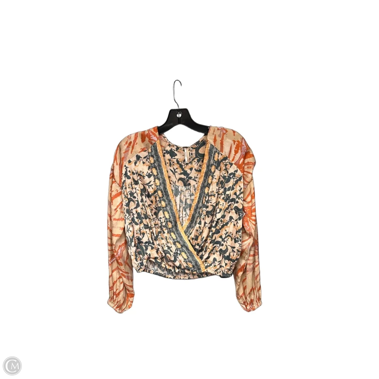 Top Long Sleeve By Free People In Grey & Orange, Size: Xs
