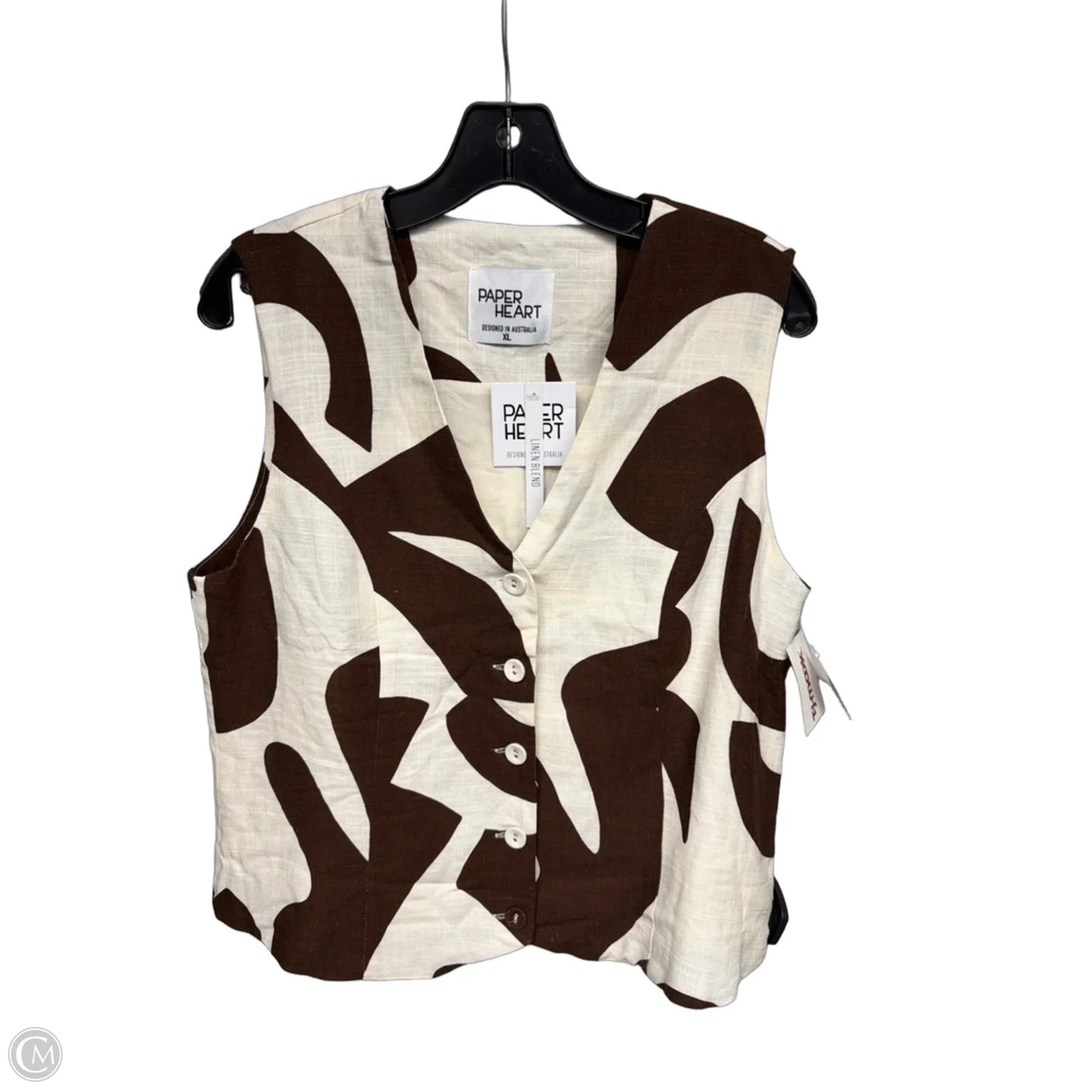 Top Sleeveless By Clothes Mentor In Brown & Cream, Size: Xl