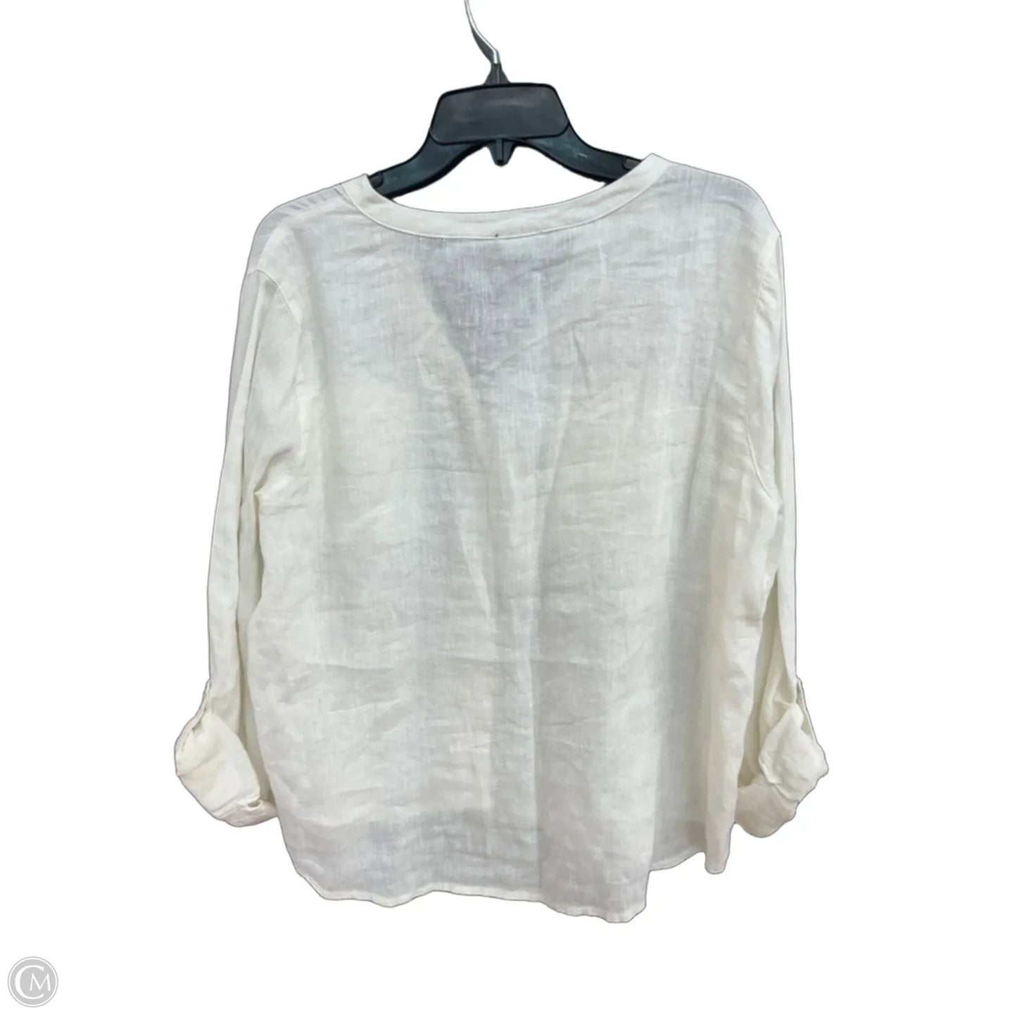 Blouse Long Sleeve By Nicole Miller In White, Size: L