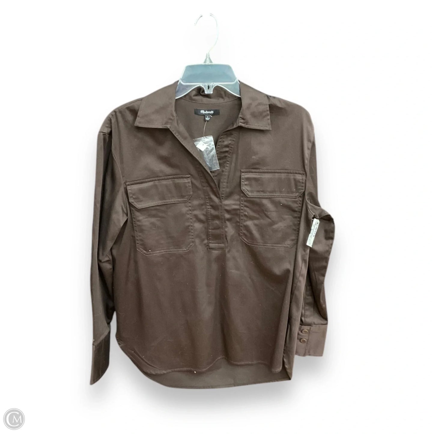 Blouse Long Sleeve By Madewell In Brown, Size: S