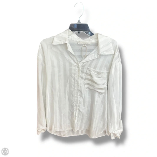 Blouse Long Sleeve By Flat White In White, Size: M
