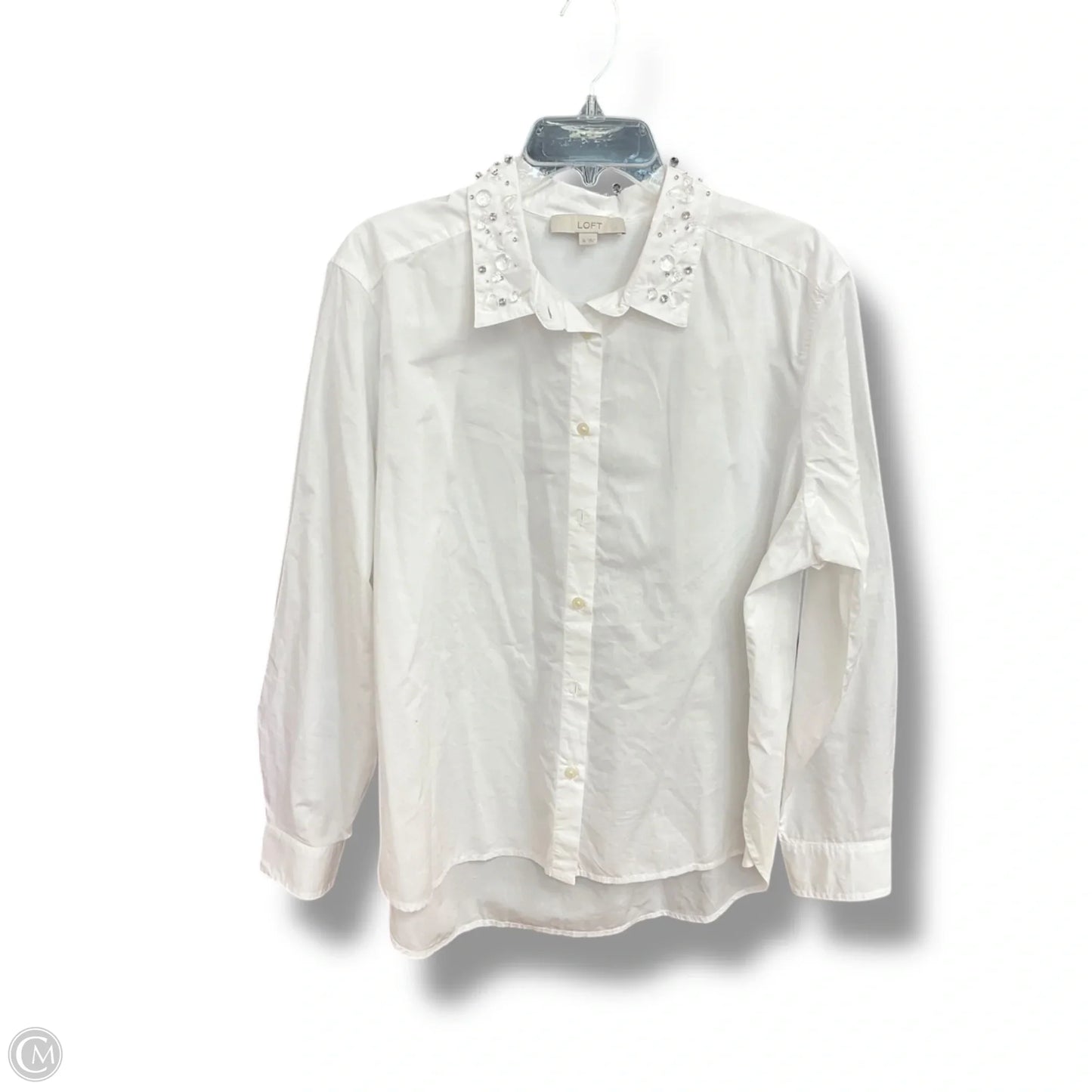 Blouse Long Sleeve By Loft In White, Size: Xl