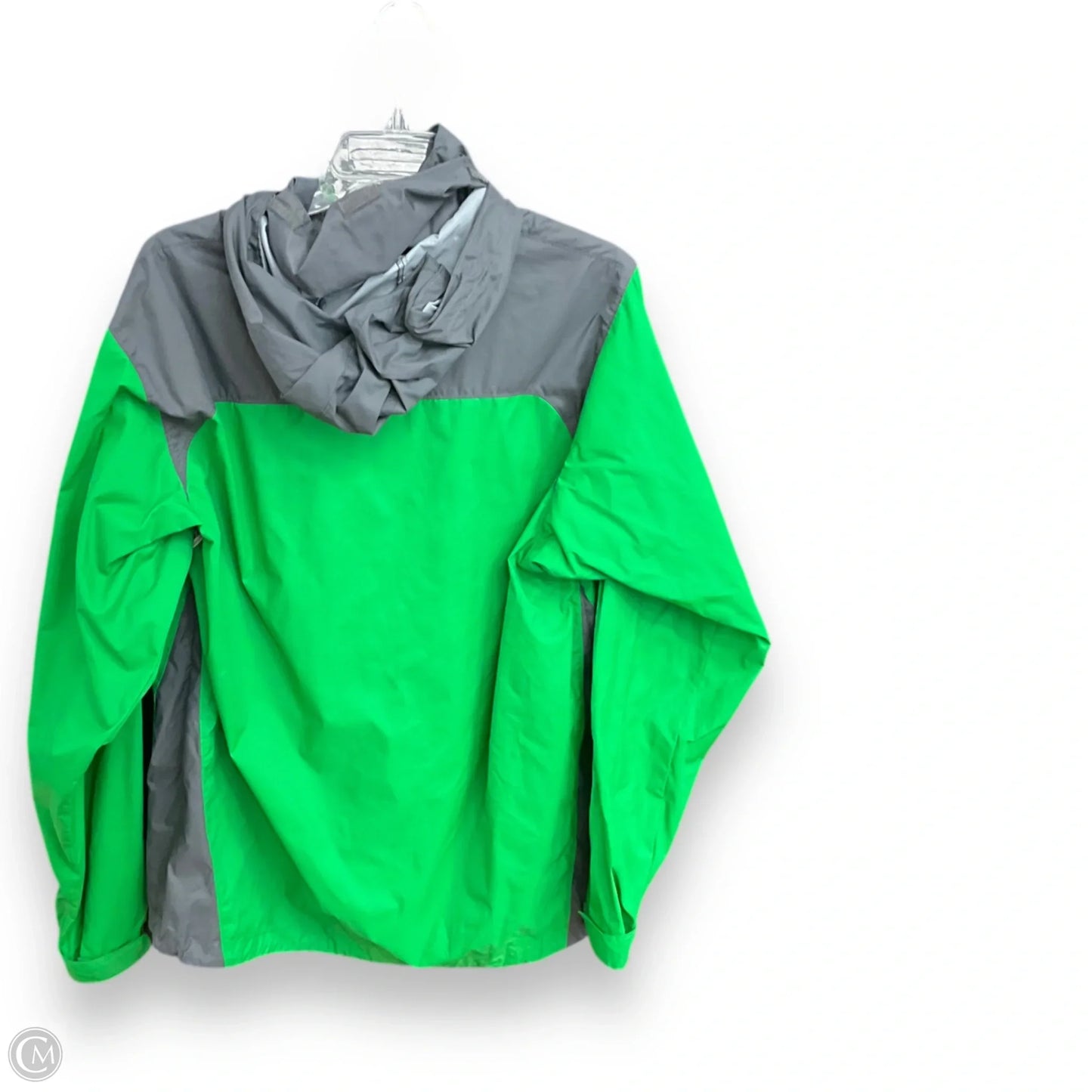 Jacket Windbreaker By Columbia In Green & Grey, Size: M