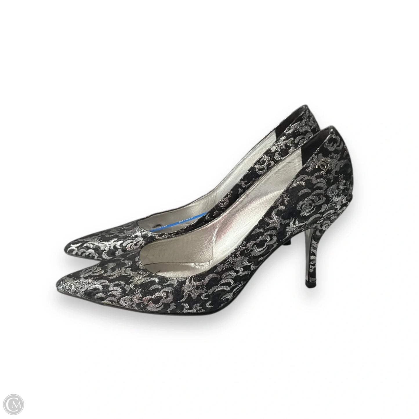 Shoes Luxury Designer By Chanel In Black & Silver, Size: 8.5