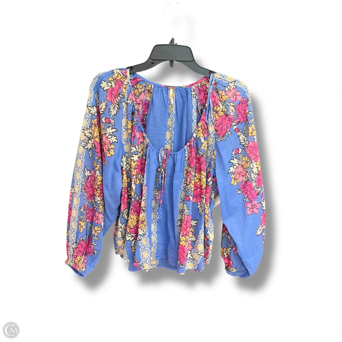 Top 3/4 Sleeve By Free People In Blue & Pink, Size: Xs