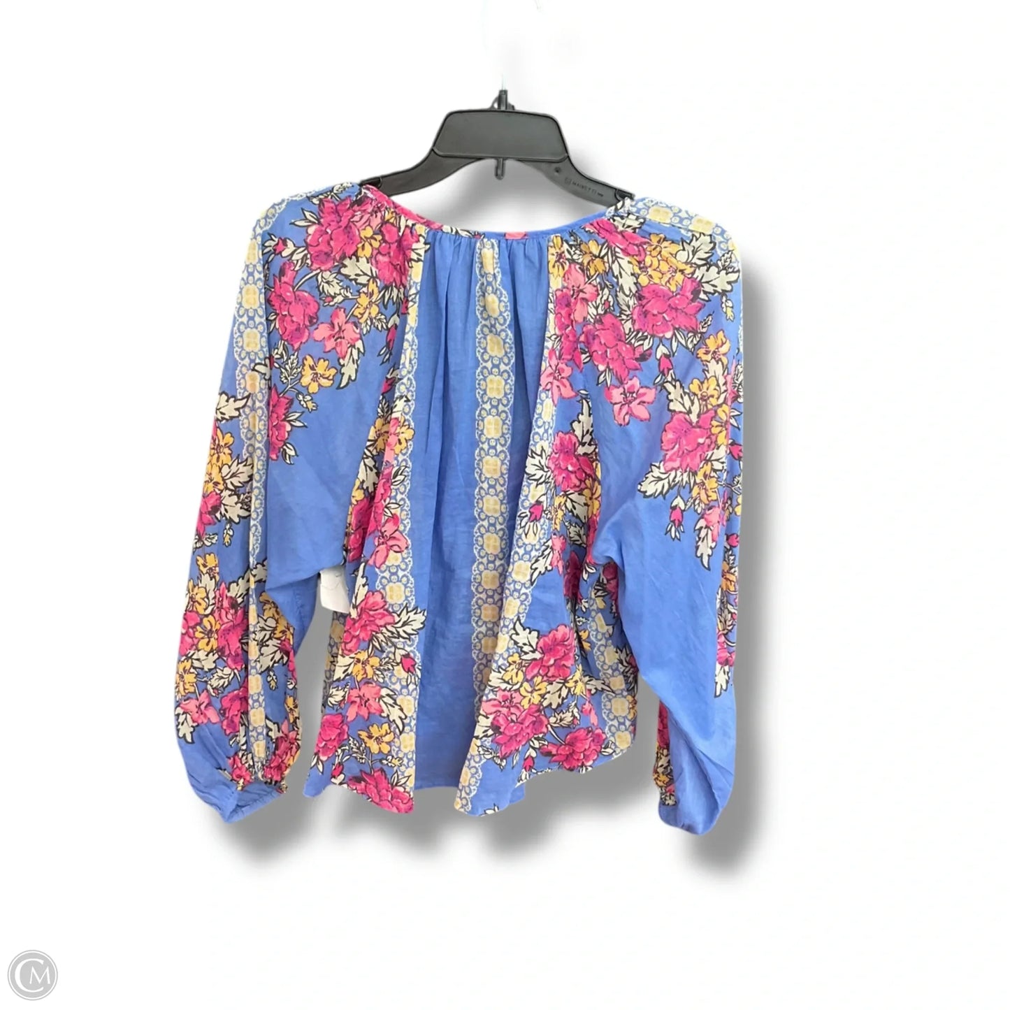 Top 3/4 Sleeve By Free People In Blue & Pink, Size: Xs