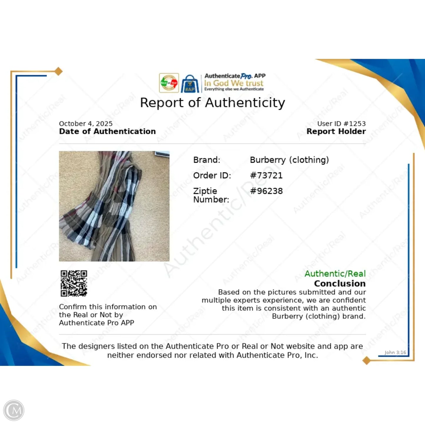 Scarf Luxury Designer By Burberry