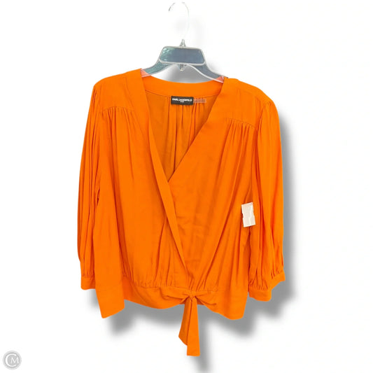 Top Long Sleeve Designer By Karl Lagerfeld In Orange, Size: Xl