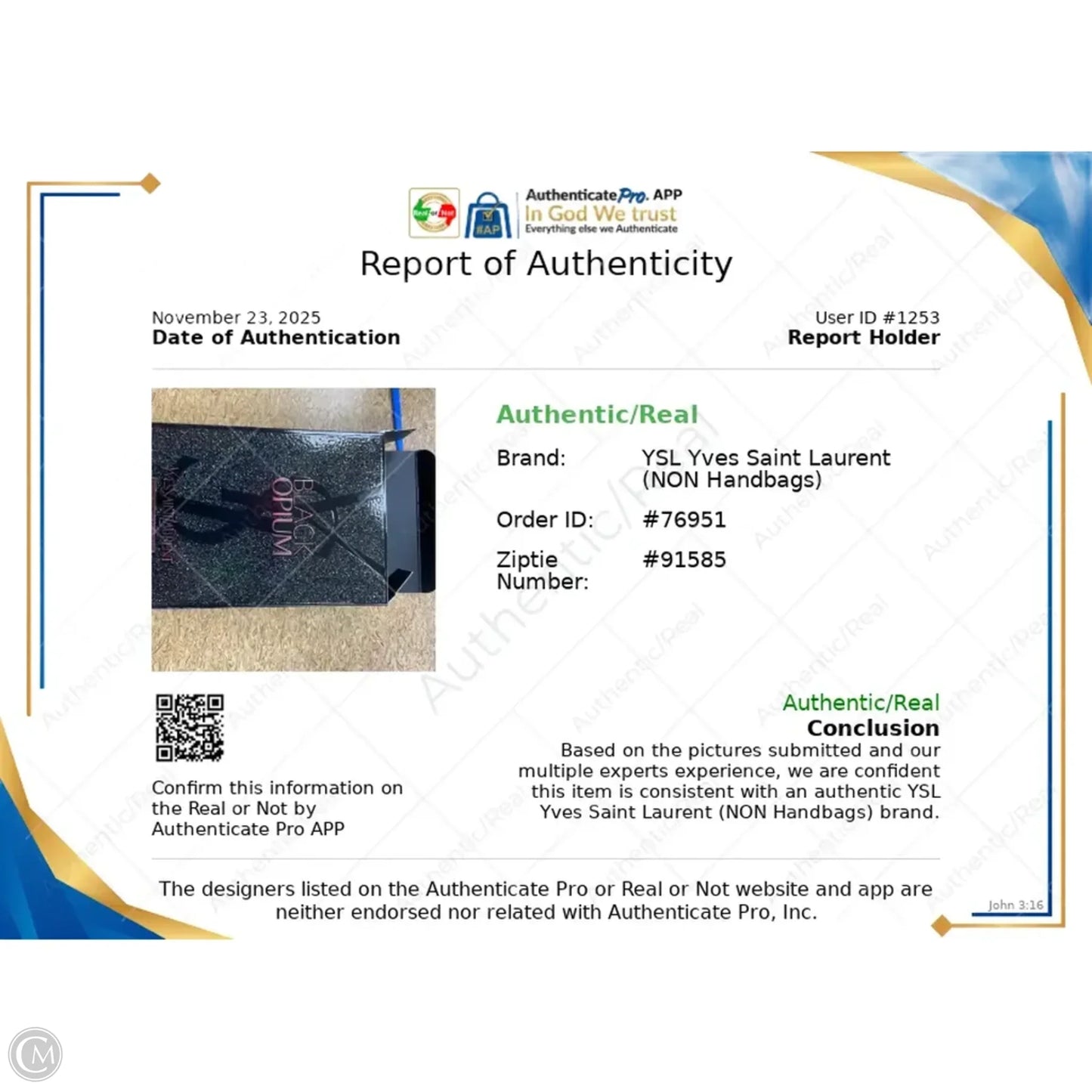 Fragrance Luxury Designer By Yves Saint Laurent, Size: Large