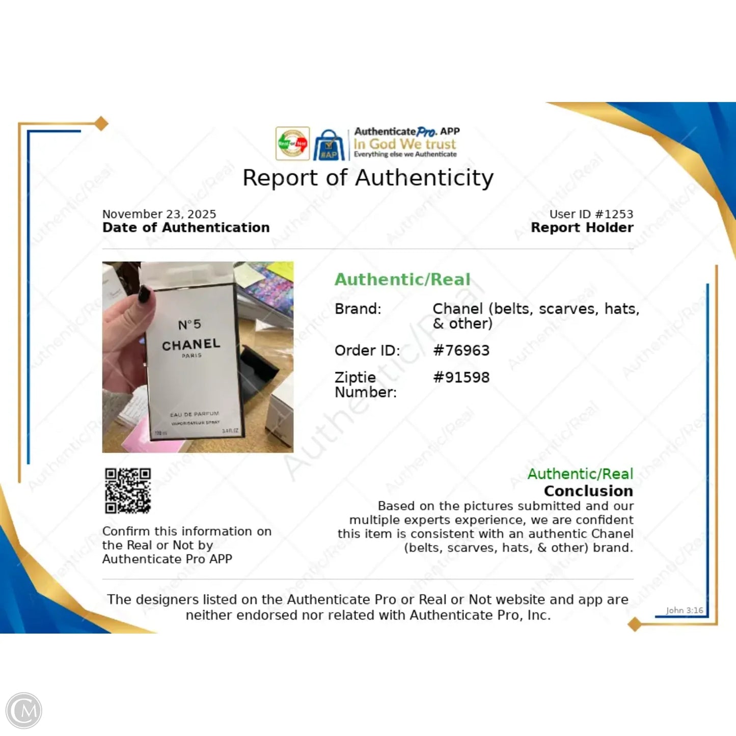 Fragrance Luxury Designer By Chanel, Size: Large