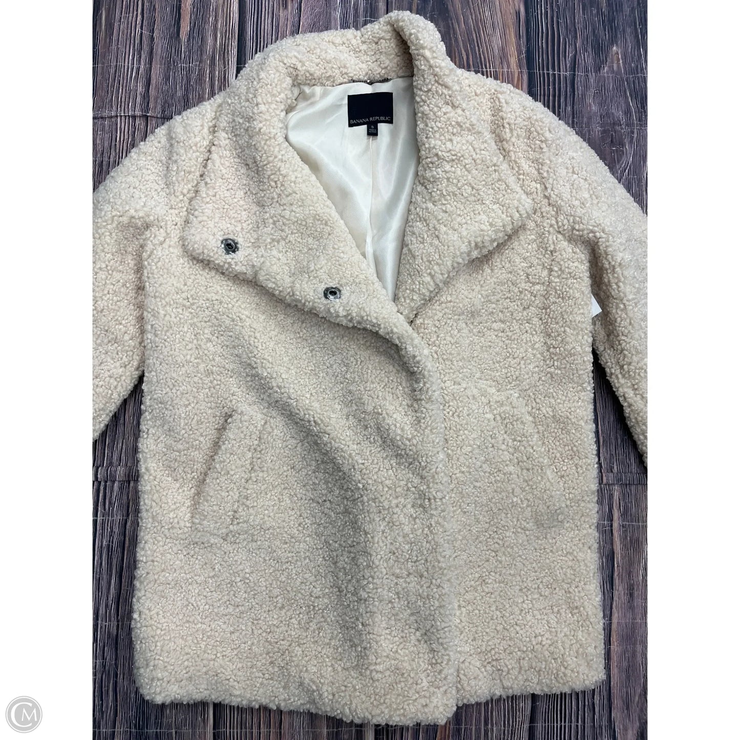 Coat Wool By Banana Republic In Ivory, Size: S