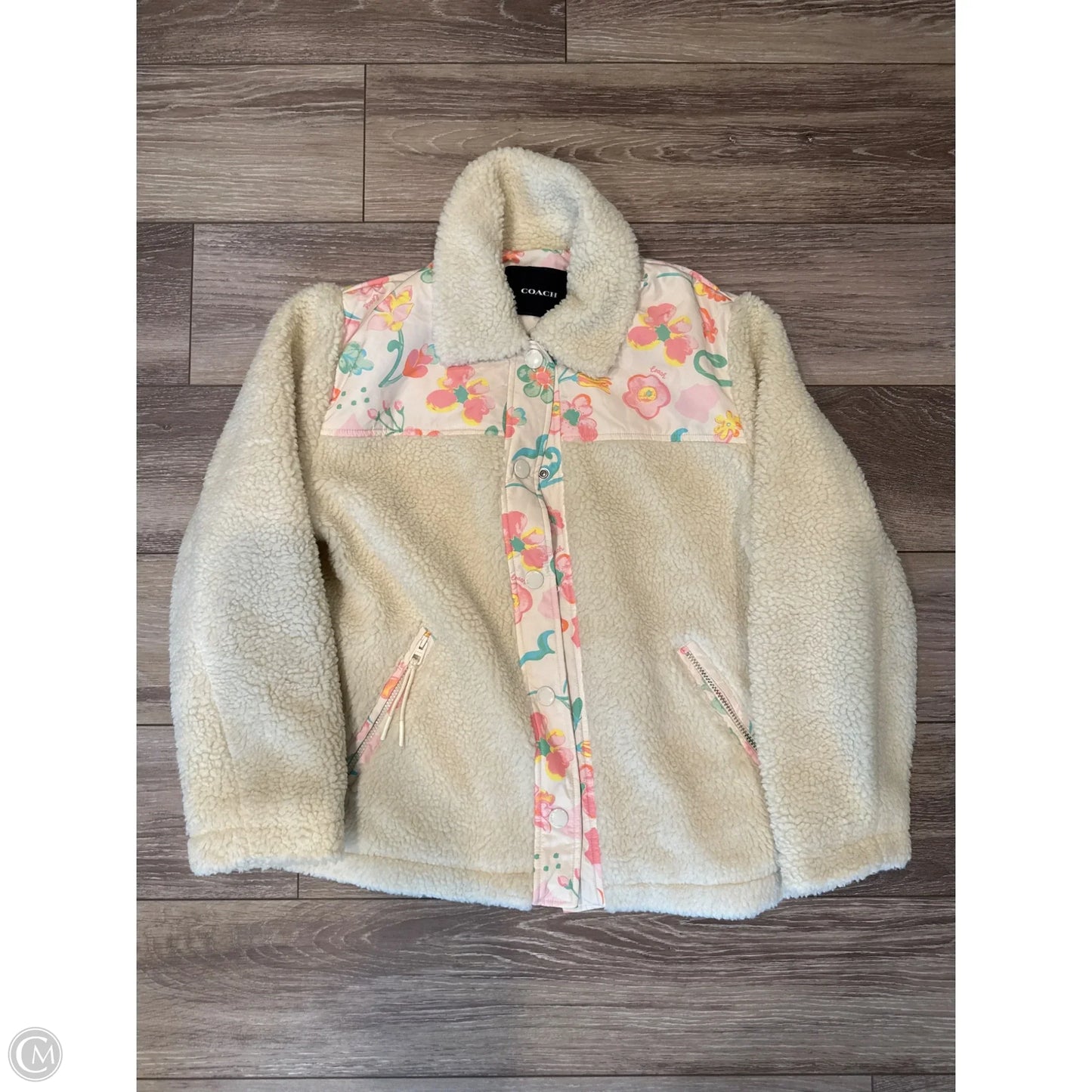 Jacket Designer By Coach In Cream, Size: M