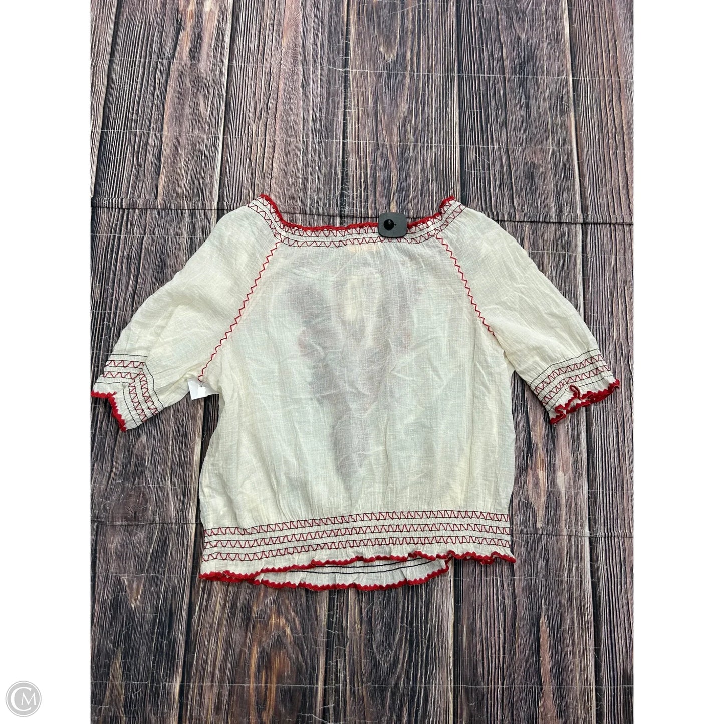 Top Short Sleeve Designer By Tory Burch In Cream, Size: M