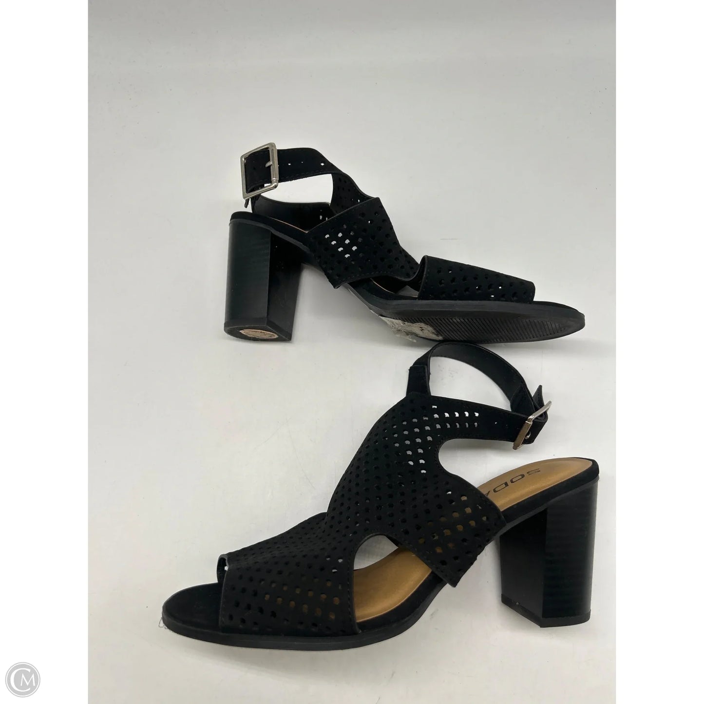 Sandals Heels Block By Soda In Black, Size: 8
