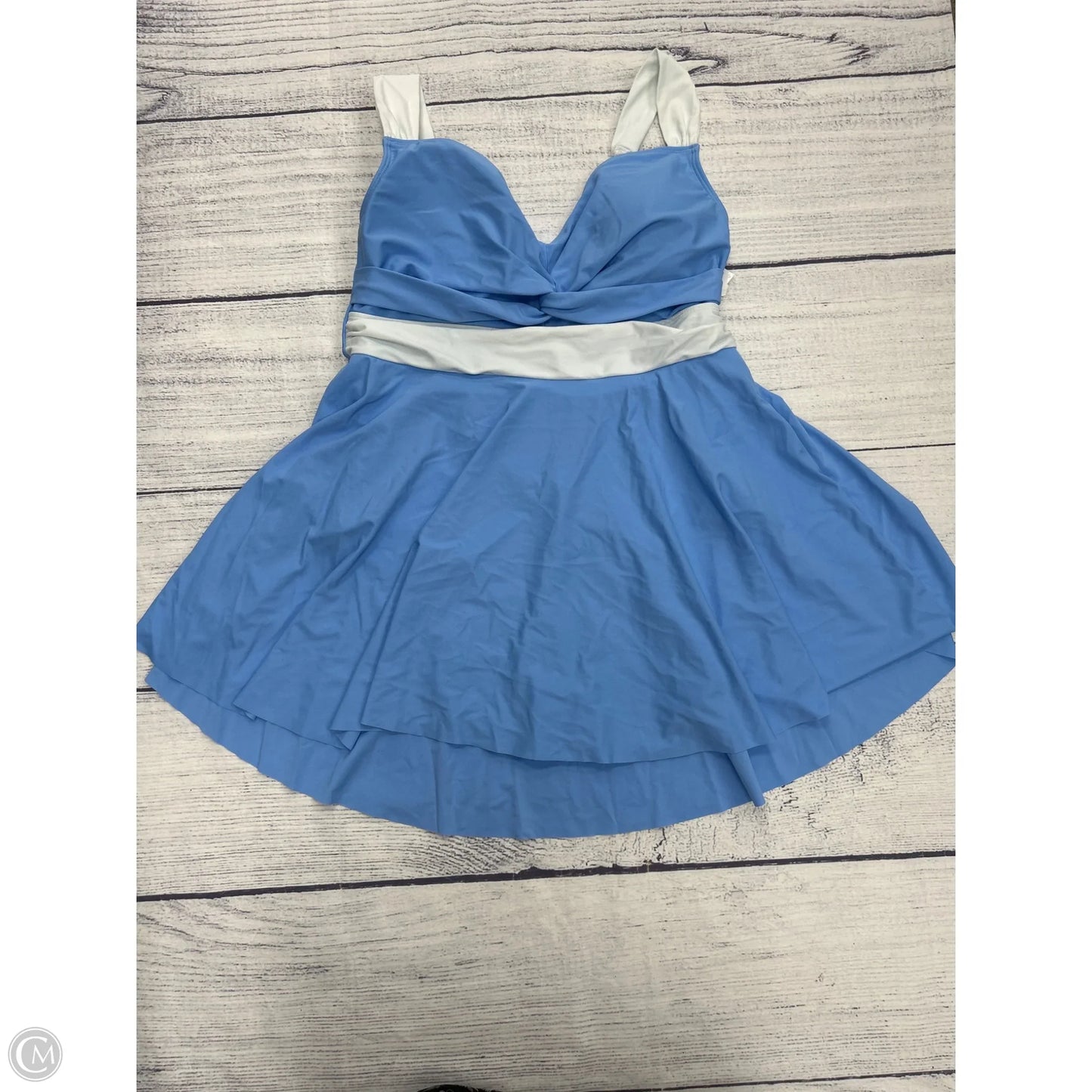 Swimsuit By Clothes Mentor In Blue & White, Size: 2x