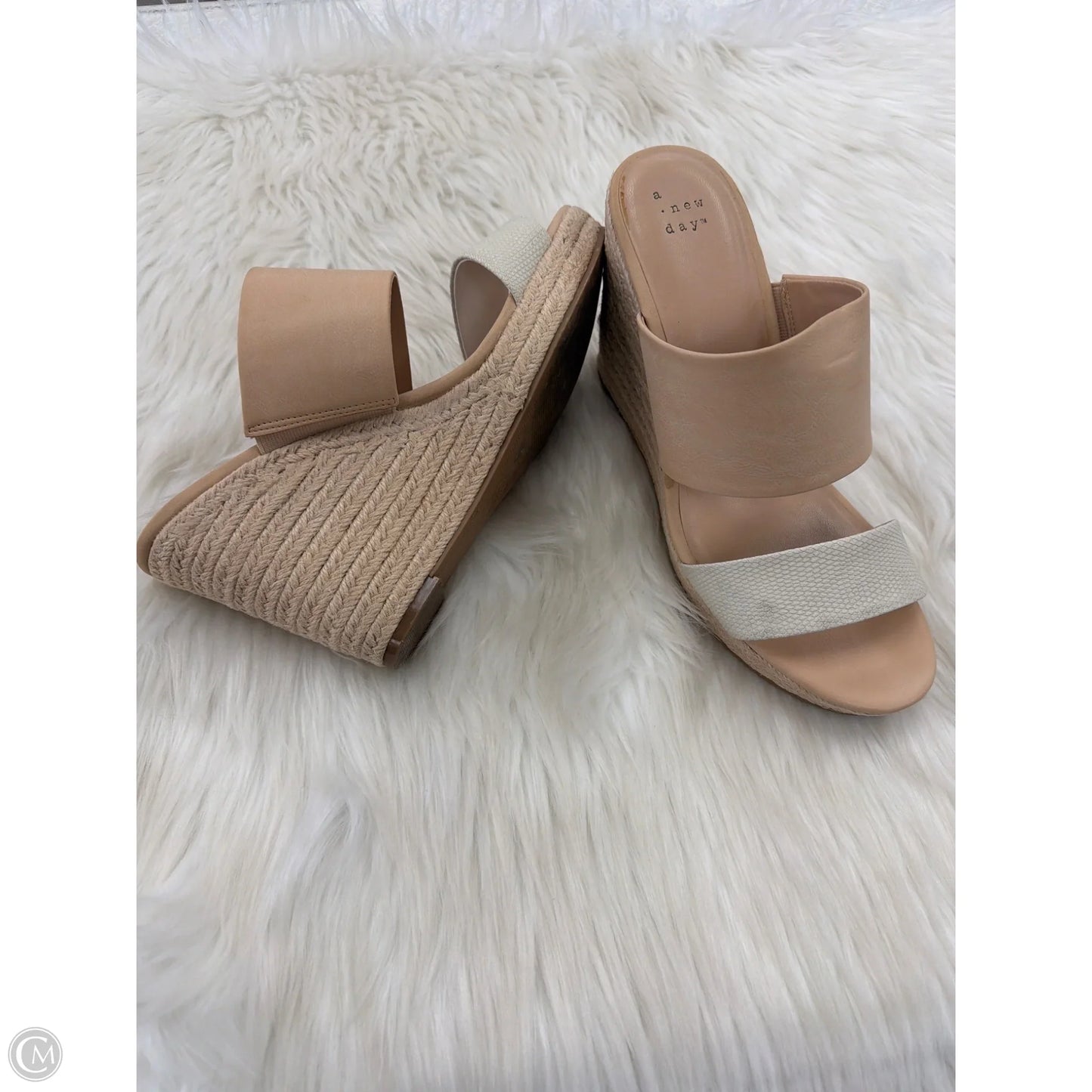 Sandals Heels Wedge By A New Day In Tan, Size: 9.5