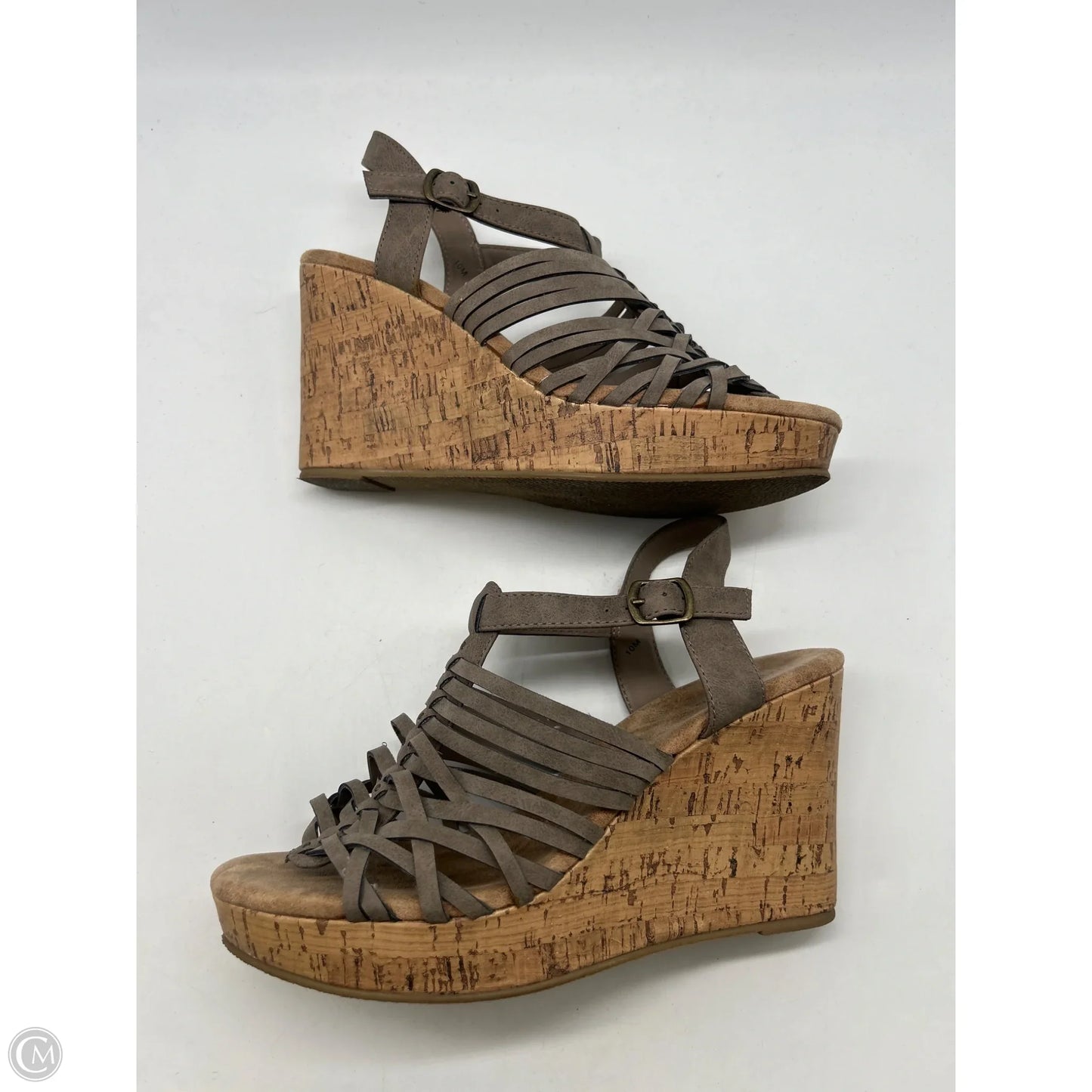 Sandals Heels Wedge By Maurices In Taupe, Size: 10