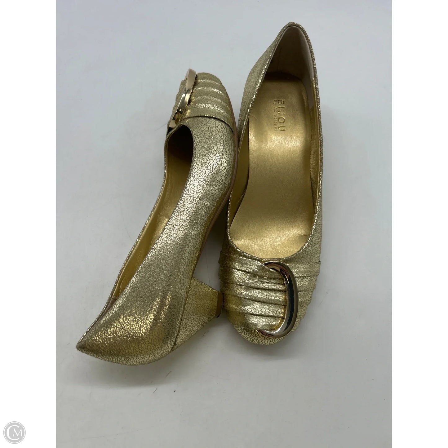 Shoes Heels Kitten By Clothes Mentor In Gold, Size: 7