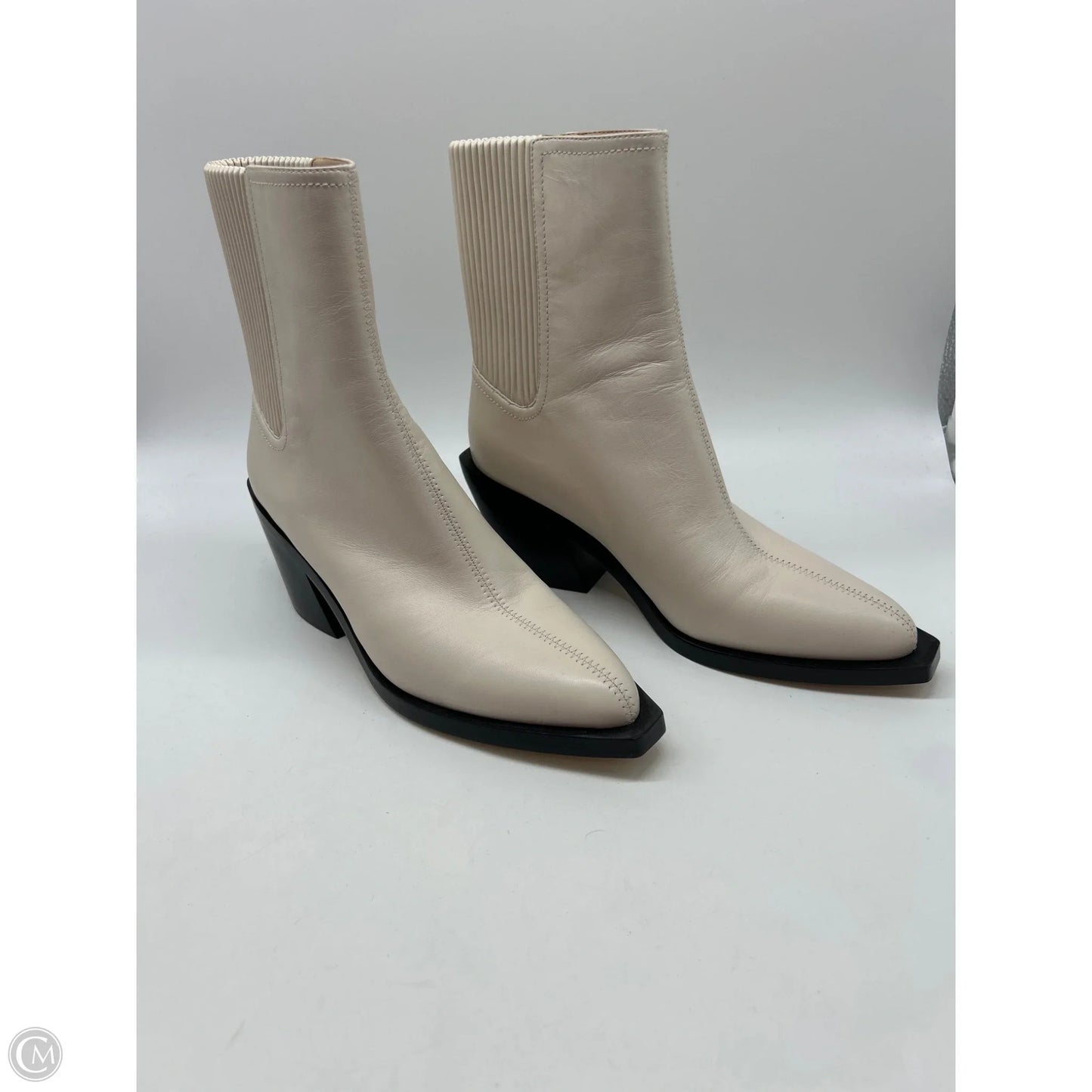 Boots Ankle Heels By Coach In Cream, Size: 8