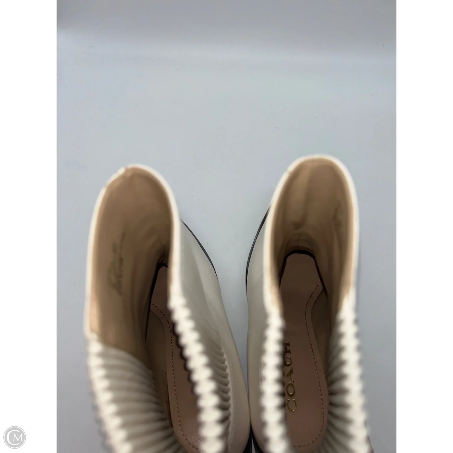 Boots Ankle Heels By Coach In Cream, Size: 8