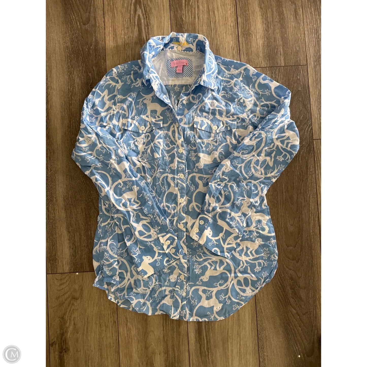 Top Long Sleeve Designer By Lilly Pulitzer In Blue, Size: S