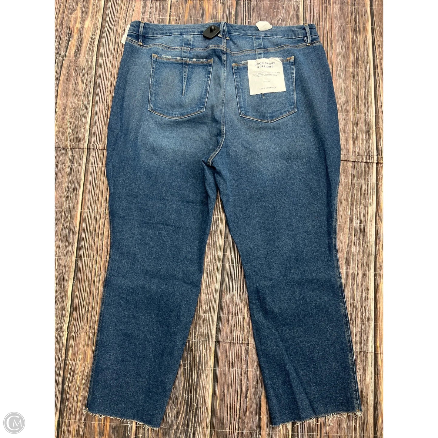 Jeans Straight By Good American In Blue Denim, Size: 22