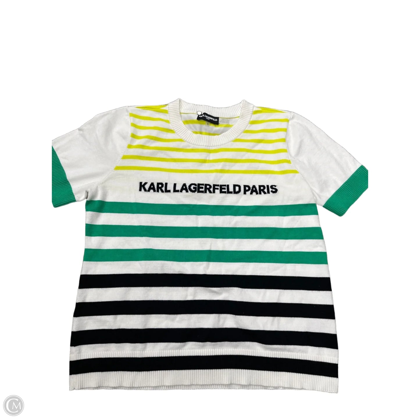 Top Short Sleeve Designer By Karl Lagerfeld In Green, Size: L