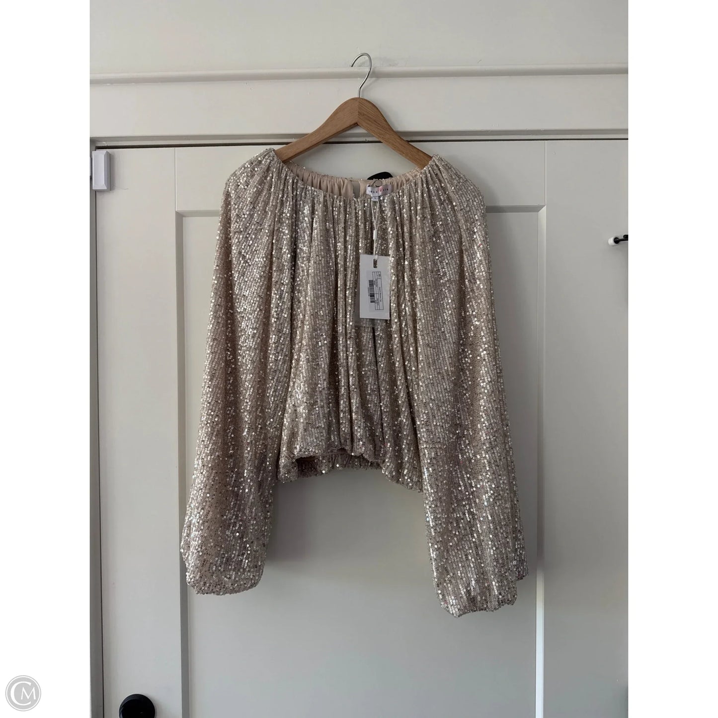 Top Long Sleeve By Endless Rose In Silver, Size: L