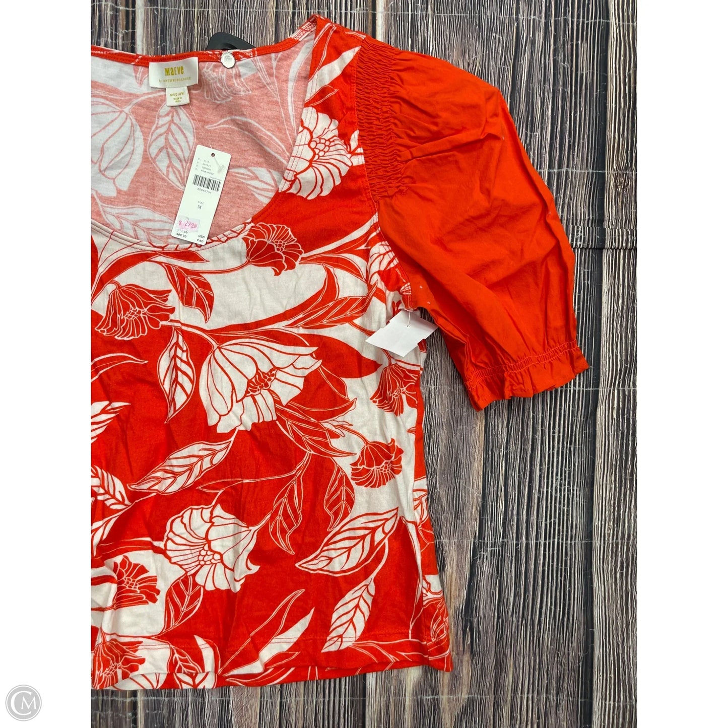 Top Short Sleeve By Maeve In Orange, Size: M