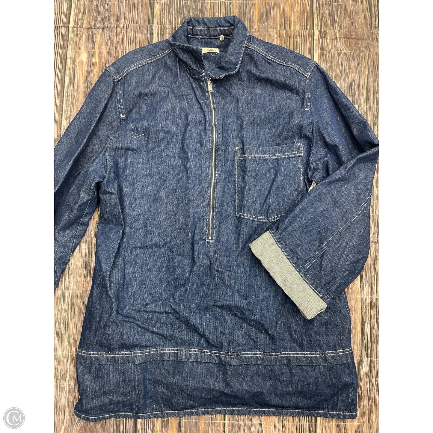 Top Long Sleeve By Pilcro In Blue Denim, Size: Xl