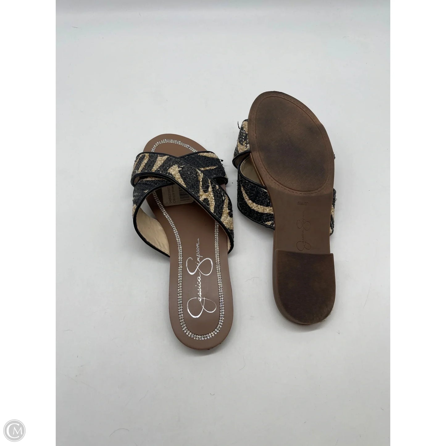 Sandals Flats By Jessica Simpson In Black & Brown, Size: 6.5