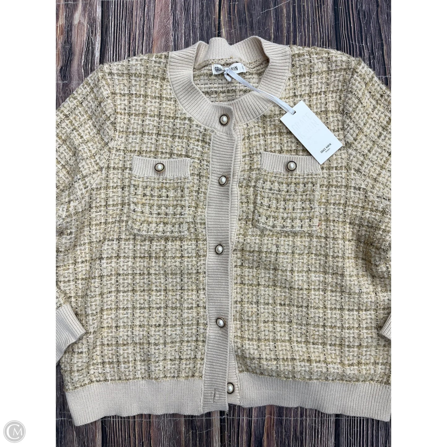 Blazer By Clothes Mentor In Cream & Tan, Size: 2x