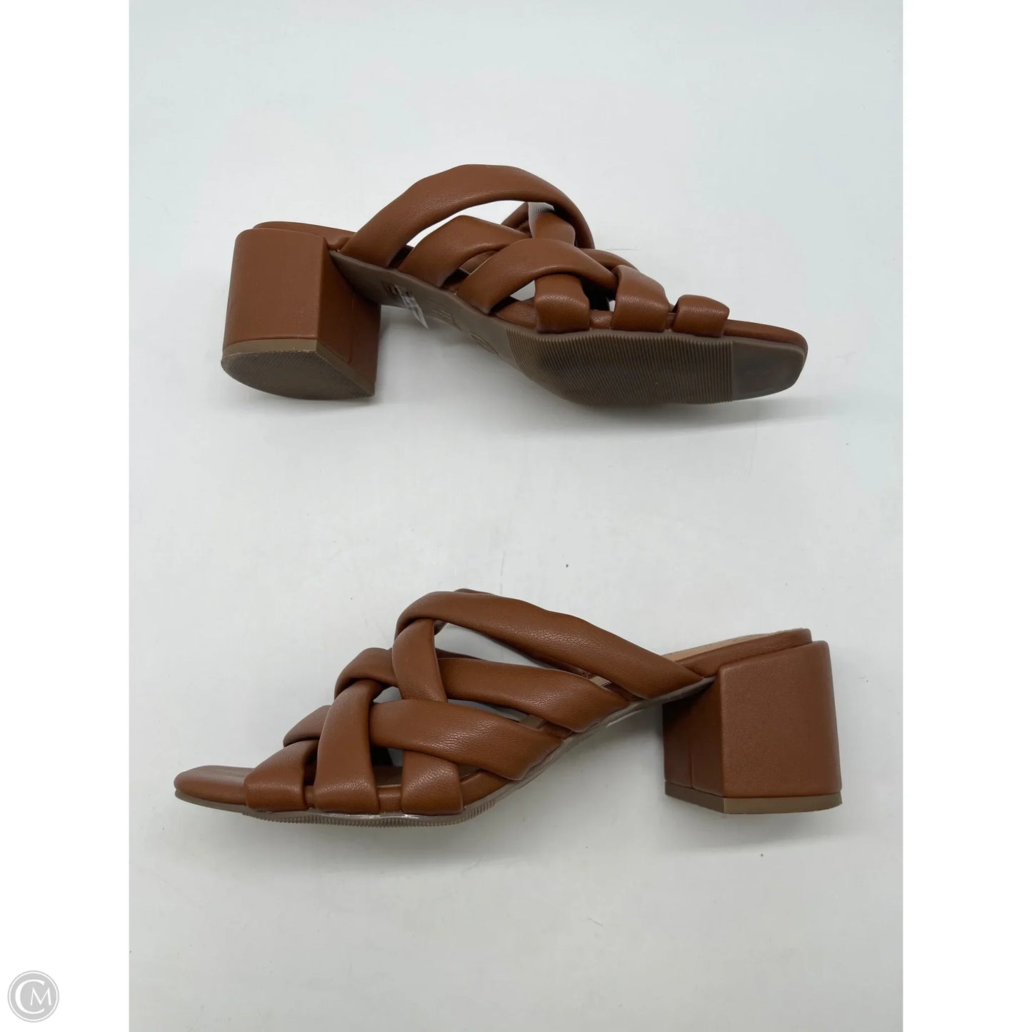 Sandals Heels Block By Time And Tru In Brown, Size: 6