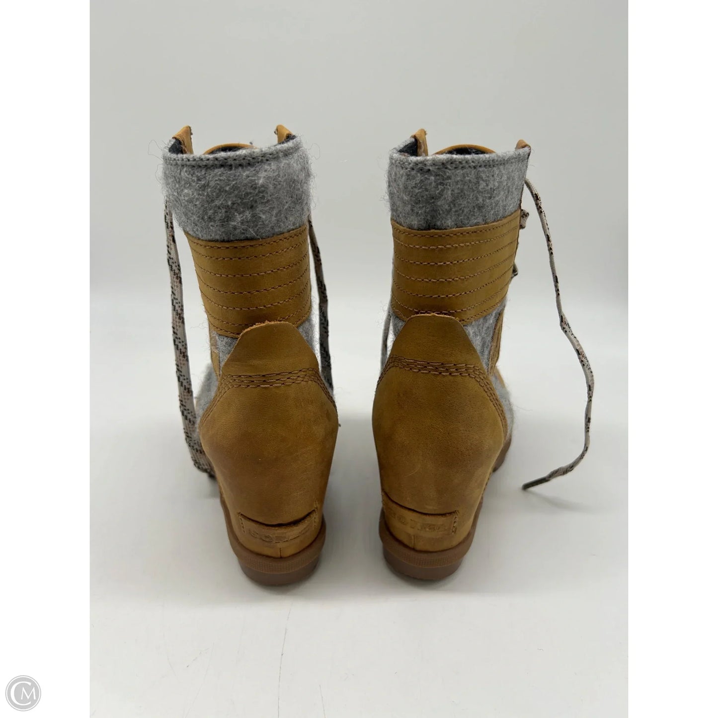 Boots Ankle Heels By Sorel In Brown & Grey, Size: 7